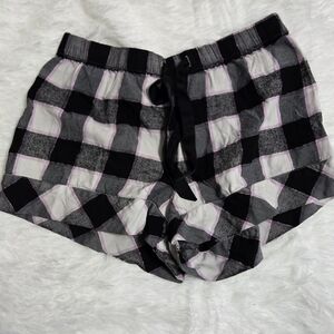 Victoria's Secret Black and White Plaid Shorts with Pink Accents